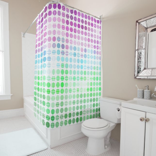 Groovy Eclectic Boho Abstract Toric Pride Flag Shower Curtain (In Situ)