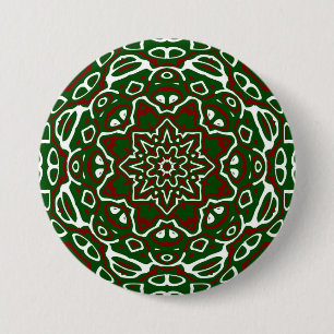 Groovy Eclectic Ornate Christmas Mandala Pattern 7.5 Cm Round Badge