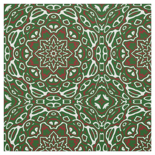 Groovy Eclectic Ornate Christmas Mandala Pattern Fabric (Swatch)