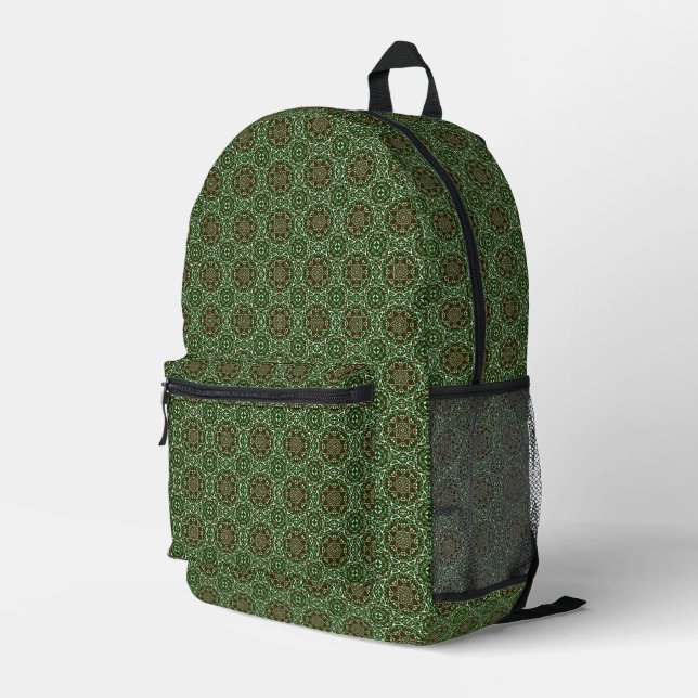 Groovy Eclectic Ornate Christmas Mandala Pattern Printed Backpack (Back Corner Right)