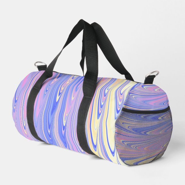 Groovy Eclectic Quirky Wavy Pastel Abstract Duffle Bag (Right Corner)