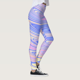 Groovy Eclectic Quirky Wavy Pastel Abstract Leggings