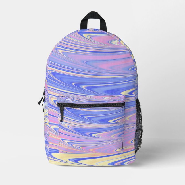 Groovy Eclectic Quirky Wavy Pastel Abstract Printed Backpack (Front)