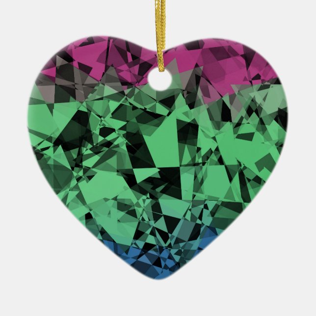 Groovy Eclectic Retro Trippy Polysexual Pride Flag Ceramic Tree Decoration (Front)