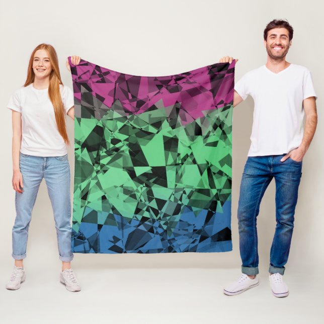 Groovy Eclectic Retro Trippy Polysexual Pride Flag Fleece Blanket (In Situ)