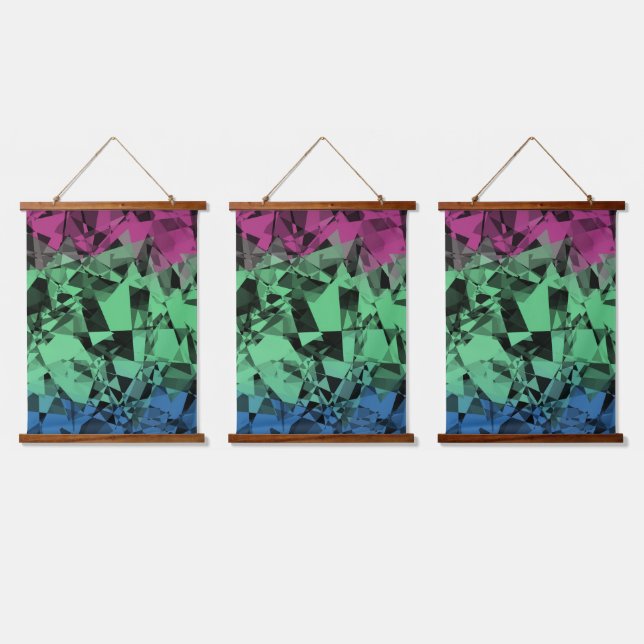 Groovy Eclectic Retro Trippy Polysexual Pride Flag Hanging Tapestry (Triple)