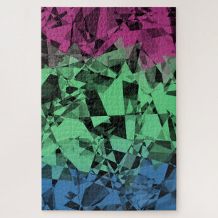 Groovy Eclectic Retro Trippy Polysexual Pride Flag Jigsaw Puzzle