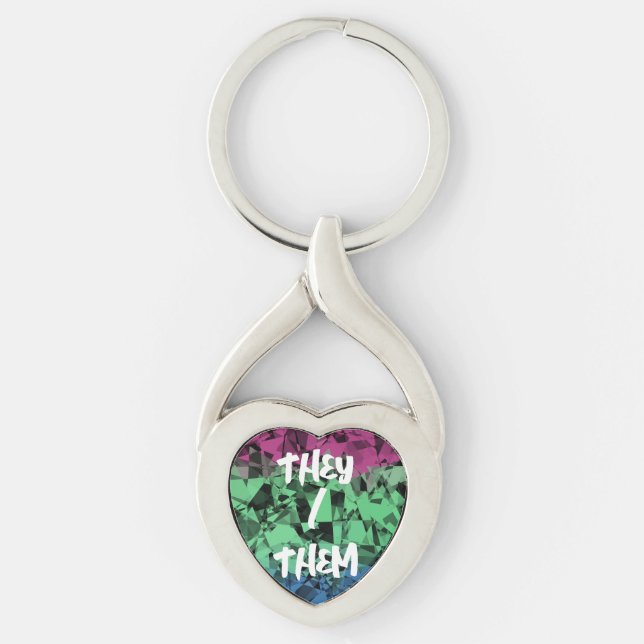 Groovy Eclectic Retro Trippy Polysexual Pride Flag Key Ring (Front)