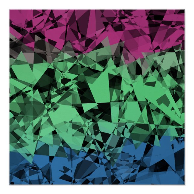 Groovy Eclectic Retro Trippy Polysexual Pride Flag Poster (Front)