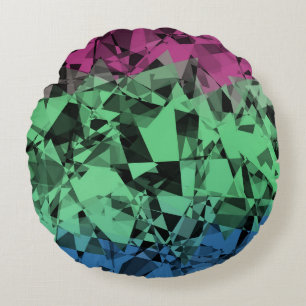 Groovy Eclectic Retro Trippy Polysexual Pride Flag Round Cushion