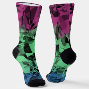 Groovy Eclectic Retro Trippy Polysexual Pride Flag Socks