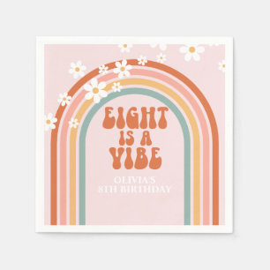Groovy Eight is a vibe daisy rainbow 8th birthday Napkin