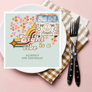 Groovy Eight is a vibe daisy Van 8th birthday  Napkin