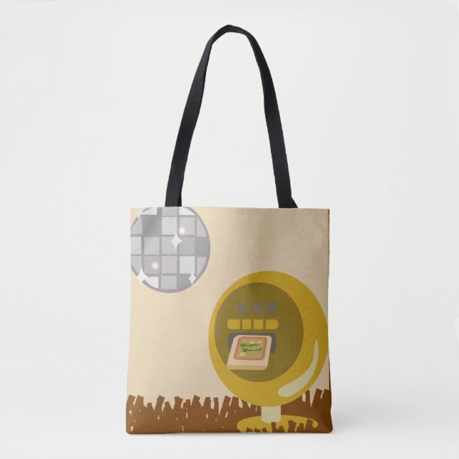 Groovy Eight Track Days Retro Music Illustration Tote Bag (Front)