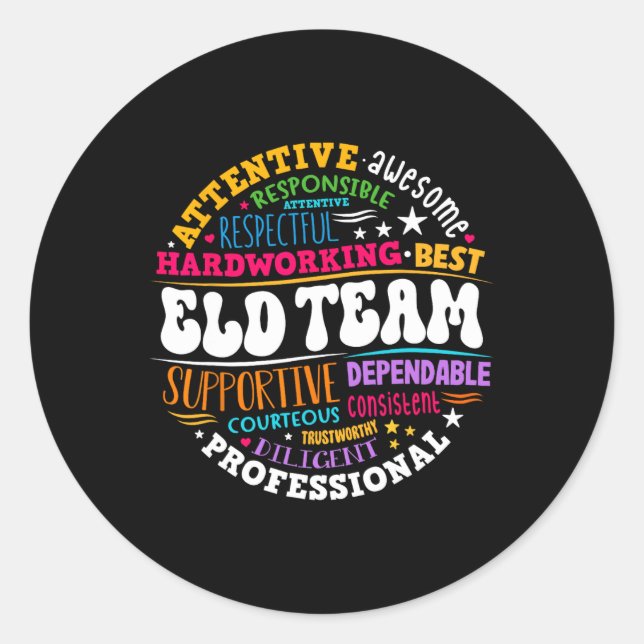 Groovy Eld Team Crew English Language Development  Classic Round Sticker (Front)
