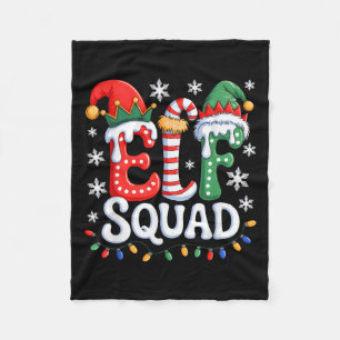 Groovy Elf Squad Elf Family Christmas Matching Paj Fleece Blanket