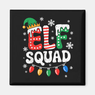 Groovy Elf Squad Elf Family Christmas Matching Paj Magnet