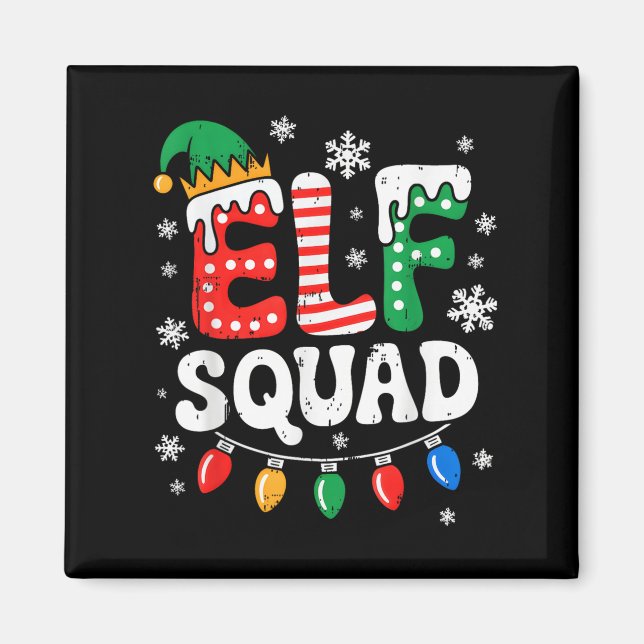Groovy Elf Squad Elf Family Christmas Matching Paj Magnet (Front)