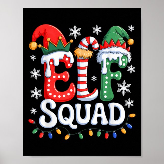 Groovy Elf Squad Elf Family Christmas Matching Paj Poster (Front)