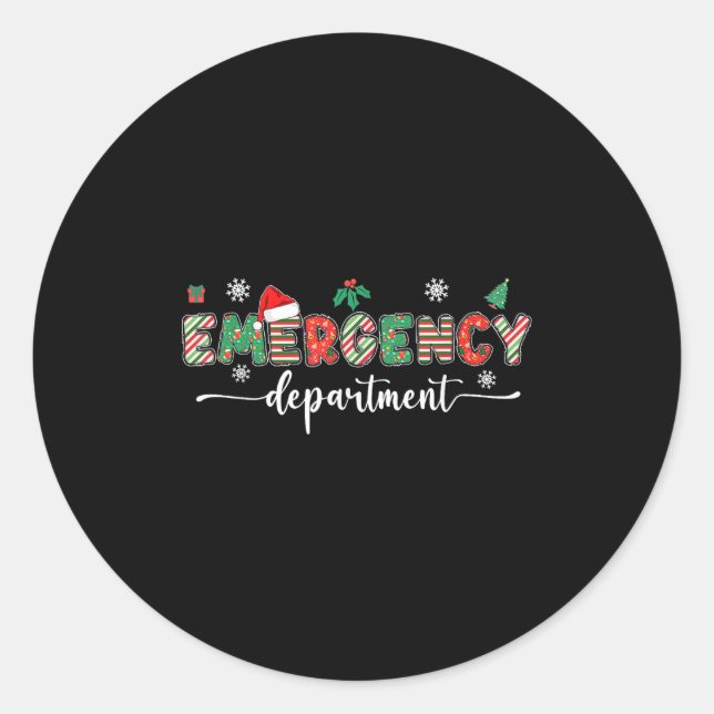 Groovy Emergency Department Christmas Santa Er Cre Classic Round Sticker (Front)