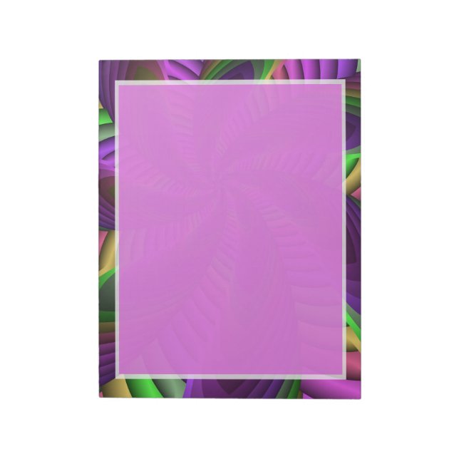 Groovy Energetic Colorful Neon Fractal Pattern Notepad (Rotated)