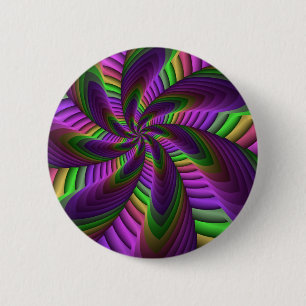 Groovy Energetic Colourful Neon Fractal Pattern 6 Cm Round Badge