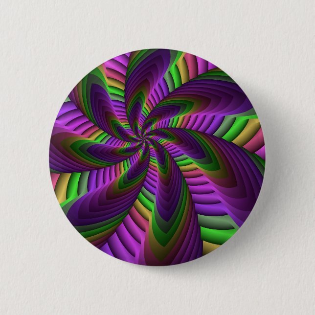 Groovy Energetic Colourful Neon Fractal Pattern 6 Cm Round Badge (Front)