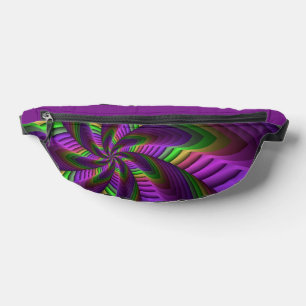 Groovy Energetic Colourful Neon Fractal Pattern Bum Bags