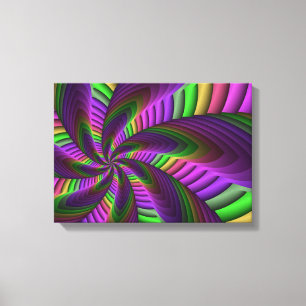 Groovy Energetic Colourful Neon Fractal Pattern Canvas Print