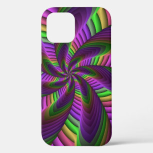 Groovy Energetic Colourful Neon Fractal Pattern iPhone 12 Pro Case