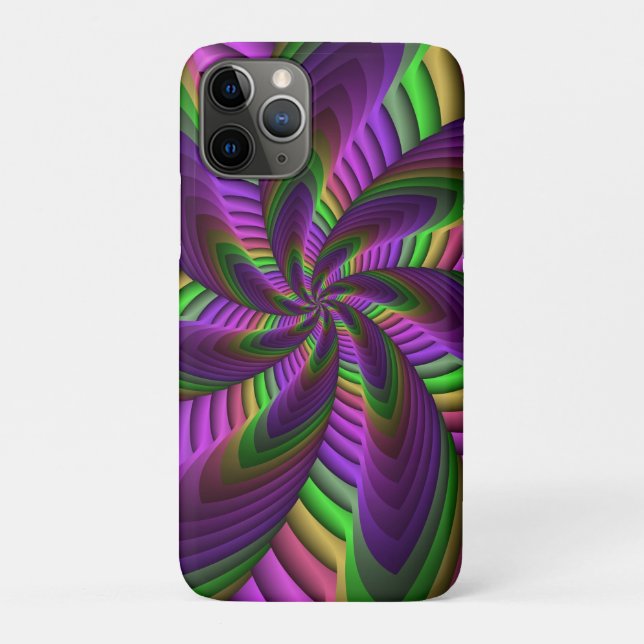 Groovy Energetic Colourful Neon Fractal Pattern Case-Mate iPhone Case (Back)