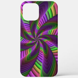 Groovy Energetic Colourful Neon Fractal Pattern iPhone 12 Pro Max Case