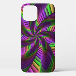 Groovy Energetic Colourful Neon Fractal Pattern iPhone 12 Pro Case