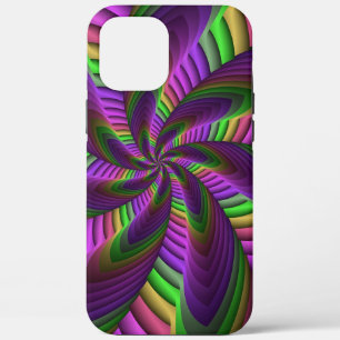 Groovy Energetic Colourful Neon Fractal Pattern iPhone 12 Pro Max Case