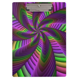 Groovy Energetic Colourful Neon Fractal Pattern Clipboard