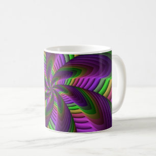 Groovy Energetic Colourful Neon Fractal Pattern Coffee Mug