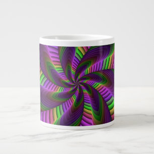 Groovy Energetic Colourful Neon Fractal Pattern Large Coffee Mug