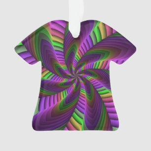 Groovy Energetic Colourful Neon Fractal Pattern Ornament