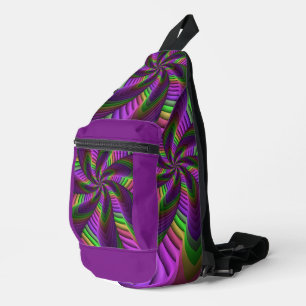 Groovy Energetic Colourful Neon Fractal Pattern Sling Bag
