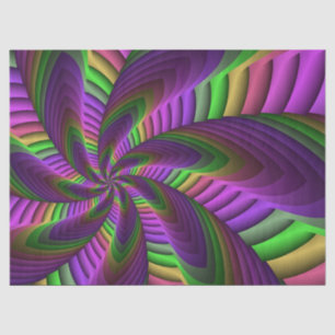 Groovy Energetic Colourful Neon Fractal Pattern Tissue Paper