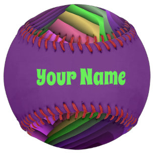Groovy Energetic Neon Colours Fractal Pattern Name Softball