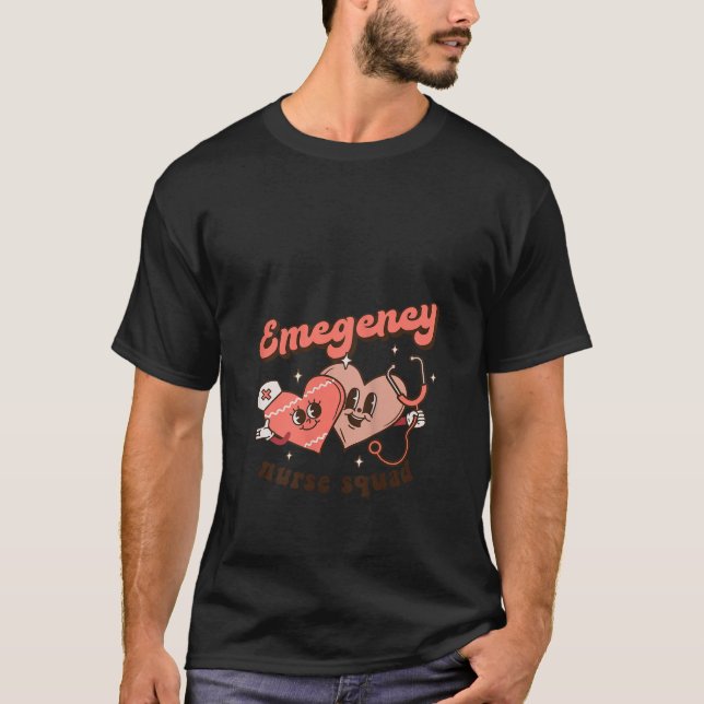 Groovy ER Emergency Room Nurse Squad Valentines Da T-Shirt (Front)