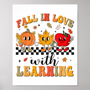 Groovy Fall In Love With Learning Autumn Pumpkin T Poster