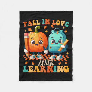 Groovy Fall In Love With Learning Thanksgiving Aut Fleece Blanket