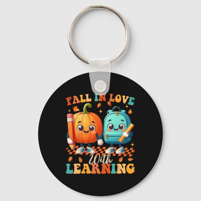 Groovy Fall In Love With Learning Thanksgiving Aut Key Ring (Front)