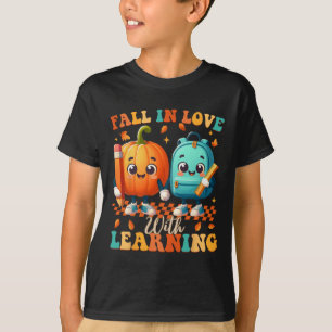 Groovy Fall In Love With Learning Thanksgiving Aut T-Shirt