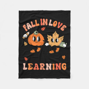 Groovy Fall In Love With Learning Trick Or Teach T Fleece Blanket