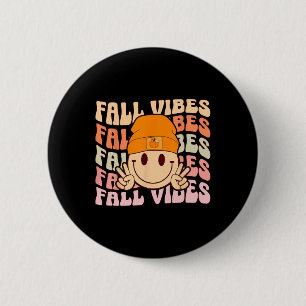 Groovy Fall Vibes Smile Face Retro Autumn Vibes Me 6 Cm Round Badge