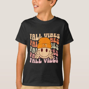 Groovy Fall Vibes Smile Face Retro Autumn Vibes Me T-Shirt