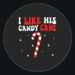 Groovy Family Christmas Couple Matching Funny Tee  Classic Round Sticker<br><div class="desc">Groovy Family Christmas Couple Matching Funny Tee I Like His Candy Cane I Like Her Peppermint Candies Uni-adults Black Short Sleeve Small</div>